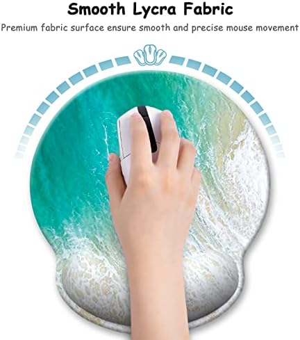 Ergonomic Mouse Pad with Wrist Support, Beach Style Memory Foam Wrist Rest Mouse Pads, Cute Computer Laptop Office Accessories Decor, Pain Relief Mousepad for Gaming Work Men Women, Green