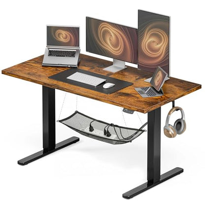 48x24 Electric Standing Desk with Cable Net, Rustic Brown