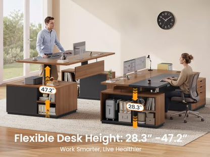 77.1" Executive Large Electric Standing Desk, Brown
