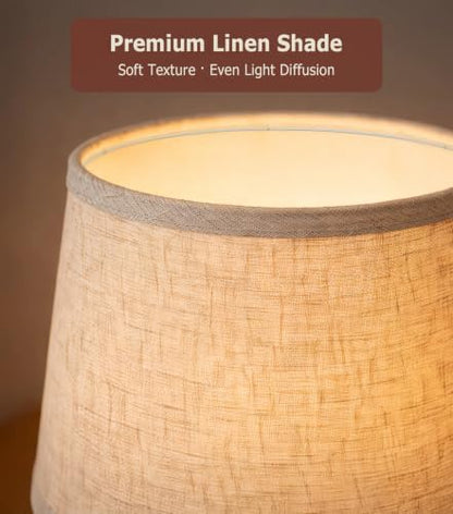 JOOFO Mid Century Wood Table Lamp with Pull Chain, Bedside Lamp
