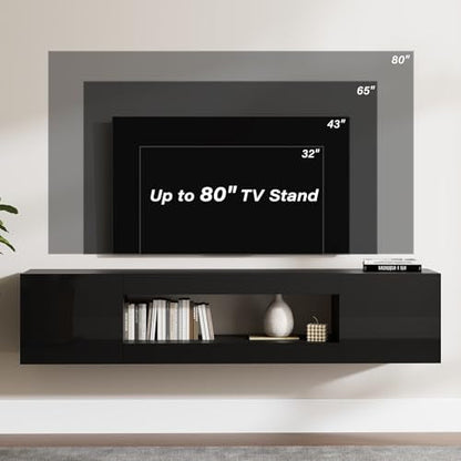 70" Floating TV Stand Wall Mounted with Storage for TVs Up to 80"