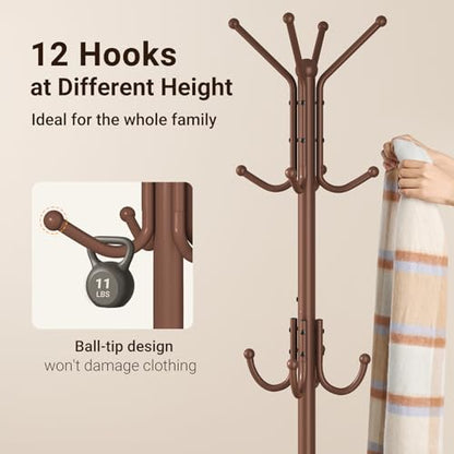 Coat Rack Freestanding, Metal Coat Rack with Umbrella Holder