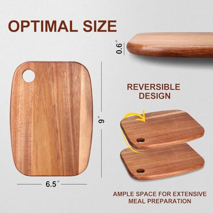 Small Acacia Wood Cutting Boards for Kitchen with Hanging