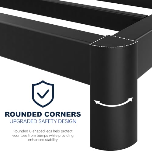 Queen Bed Frame, 4 Inch Low Profile Metal Platform Bed with Round Legs