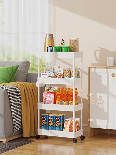 Slim Rolling Storage Cart - 4 Tiers Bathroom Organizer Utility Cart