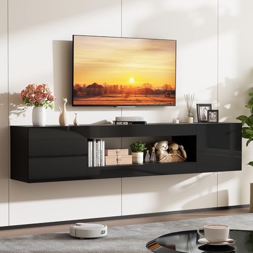 70" Floating TV Stand Wall Mounted with Storage for TVs Up to 80"