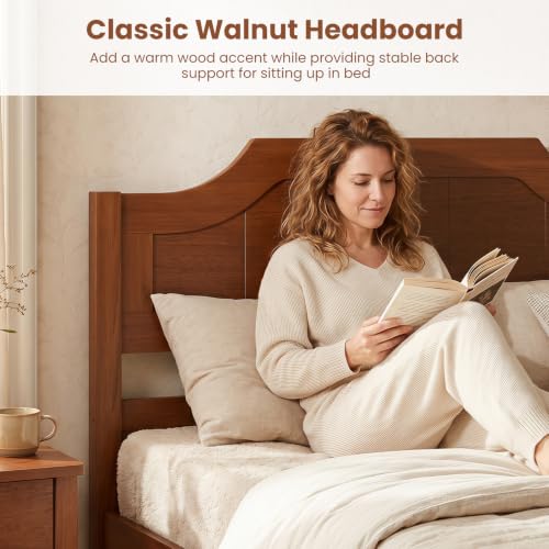 Queen Bed Frame, Platform Bed w/Headboard & Solid Wood Legs