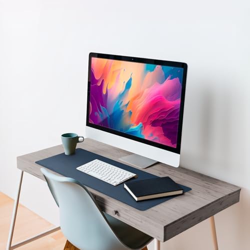Vine Creations Leather Desk Mat Large 36" x 20", Desk Protector Mat, PU Leather Desk Pad, Large Mouse Pad, Desk Blotter, Desk Pads on Top of Desks, Desk Matt for Desktop, Office Desk Mat (Dark Blue)