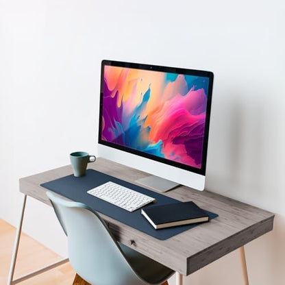 Vine Creations Leather Desk Mat Large 36" x 20", Desk Protector Mat, PU Leather Desk Pad, Large Mouse Pad, Desk Blotter, Desk Pads on Top of Desks, Desk Matt for Desktop, Office Desk Mat (Dark Blue)