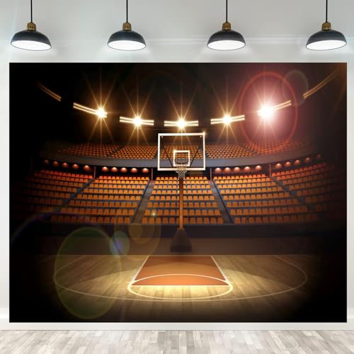 Basketball Backdrop Basketball Arena Photography Background Sports Theme Party Decoration Photoshoot Kids Boys Photo Booth Props 12x8ft - size: 12X8FT