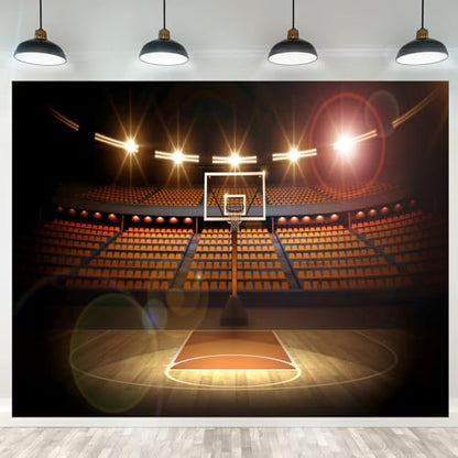 Basketball Backdrop Basketball Arena Photography Background Sports Theme Party Decoration Photoshoot Kids Boys Photo Booth Props 12x8ft - size: 12X8FT