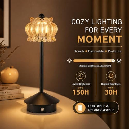 Rechargeable Cordless Table Lamp,Portable LED Desk Lamps,Black