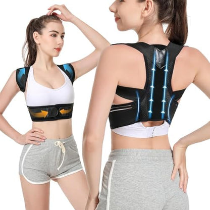 Back Brace Posture Corrector, Adjustable Posture Back Brace, Men/Women back posture corrector, Upper and Lower Back Pain Relief - Scoliosis, Hunchback, Spine Corrector (M)
