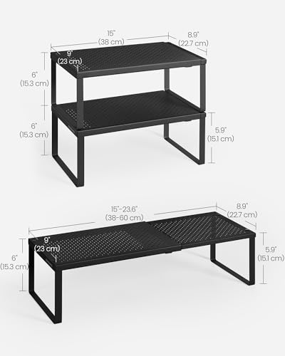 Spice Rack, Expandable Kitchen Countertop Shelf, Steel, Set of 1
