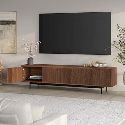 Henn&Hart 79" TV Stand for TVs up to 85", Medium Walnut