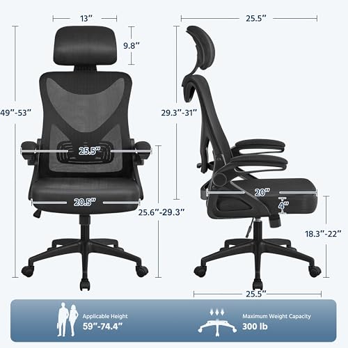 Ergonomic Office Chair with Headrest, Lumbar Support, Black