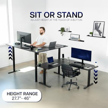 VIVO White Electric Corner 3 Leg Standing Desk Frame, DESK-E375W