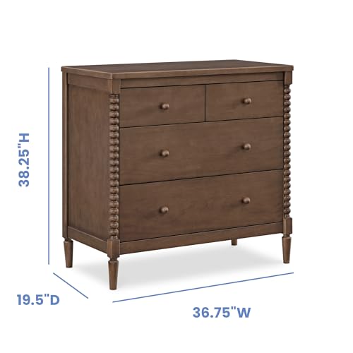 Saint 4 Drawer Dresser with Changing Top and Interlocking Drawers, Teak Brown