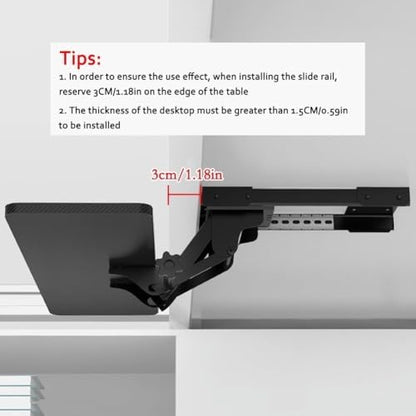 Keyboard Tray Under Desk Adjustable Height with Ergonomic Wrist Rest Pad, Ergonomic Keyboard Drawer, Swivels 360° with Adjustable Height and ±15° Tilt/Brown/Corner Slide Type, Black