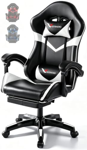Small Gaming Chair, Home Office Desk Seat with Lumbar Support & Footrest