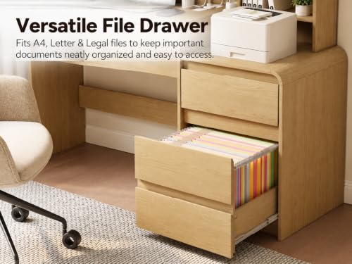 55.1" Computer Desk with Hutch & 4 Storage Drawers