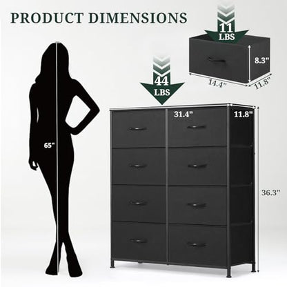 8-Drawer Dresser for Bedroom, Anti-Tip Tall Storage Organizer