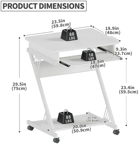 ALISENED Computer Desk for Small Spaces Compact Desk with Keyboard Tray