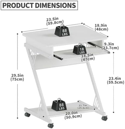 ALISENED Computer Desk for Small Spaces Compact Desk with Keyboard Tray