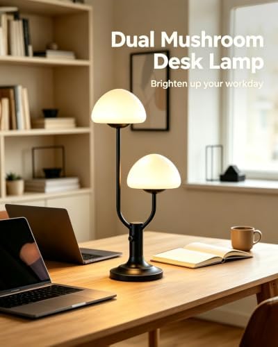 Lightdot Mushroom Table Lamp for Bedroom Dimmable Cute Black Desk Lamp