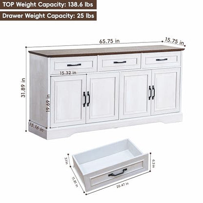 66" Large Sideboard Buffet Cabinet with Storage, Farmhouse Buffet Sideboard