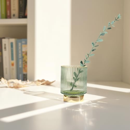 Makeup Brush holder Organizer, Crystal Glass Toothbrush Holders, Striped Make Up Brush Holder for Vanity, Pen Holder for Desk, Vase -White (S+L) - color: Clear
