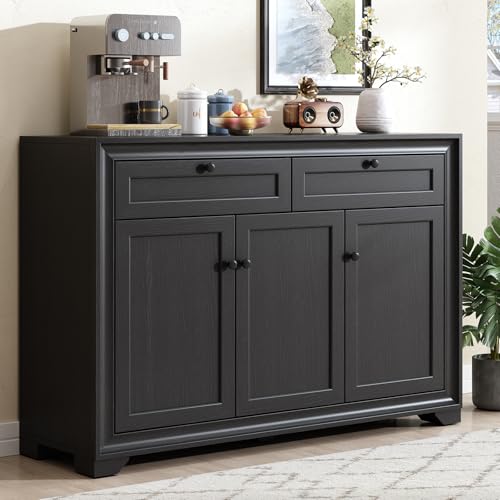 48 Inches Sideboard Buffet Cabinet with Storage, Black