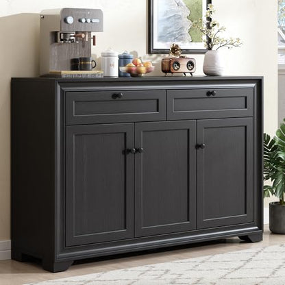 48 Inches Sideboard Buffet Cabinet with Storage, Black