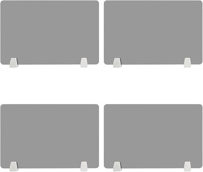 4 Pcs Desk Divider Privacy Panel, 23.6”L X15.8”W Frosted Acrylic Desk Privacy Panels with 8 Clamps for Offices Schools Call Centers (Grey)