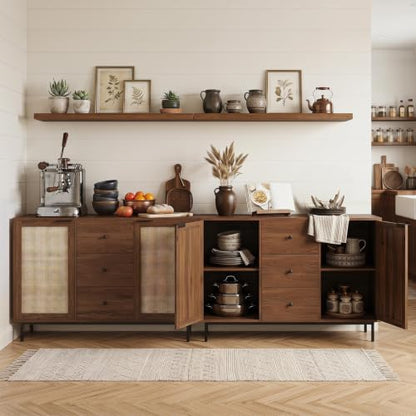 47.5" Sideboard Buffet Cabinet with Storage, Wooden Credenza, Brown