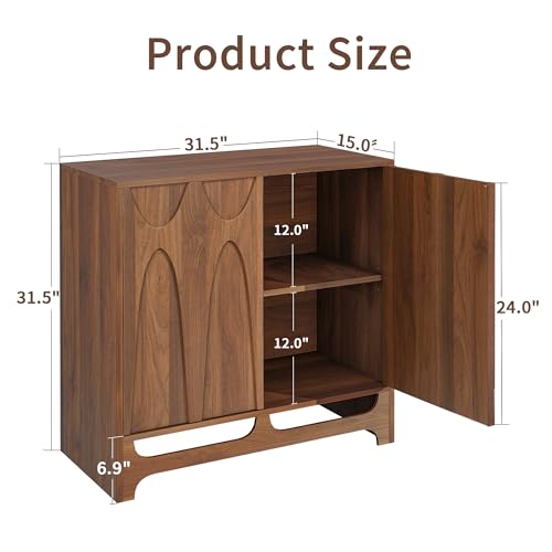 63" W Walnut Sideboard Buffet Cabinet with Storage Set of 2
