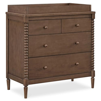 Saint 4 Drawer Dresser with Changing Top and Interlocking Drawers, Teak Brown