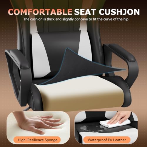 Ergonomic Gaming Chair for Adults, Video Game Chair, White