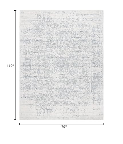 SAFAVIEH Madison Area Rug 6'7"x9'2", Silver & Ivory MAD603G