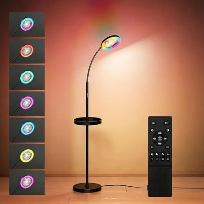 Floor Fan with Light, 26W LED RGB Dimmable Standing Lamp