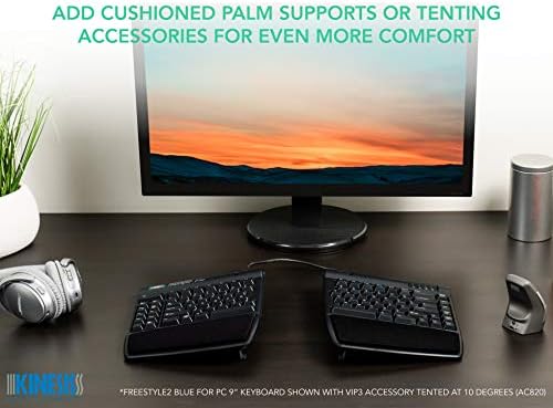 KINESIS Freestyle2 Blue Wireless Ergonomic Keyboard for PC (9" Separation), Dark Gray