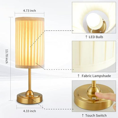 Mr.White Rechargeable Cordless Table Lamp with Fabric Shade, 5200mAh Battery Operated LED Touch Table Light, for Restaurant Kitchen Patio Dinner (Bronze)
