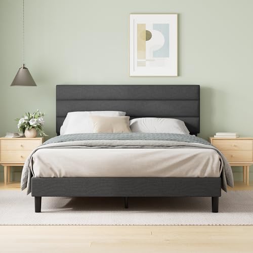Piper Upholstered Platform Bed with Paneled Headboard, Full