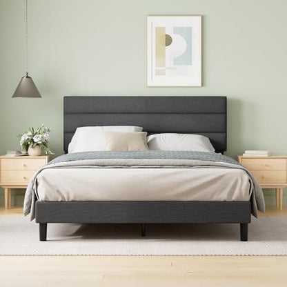 Piper Upholstered Platform Bed with Paneled Headboard, Full