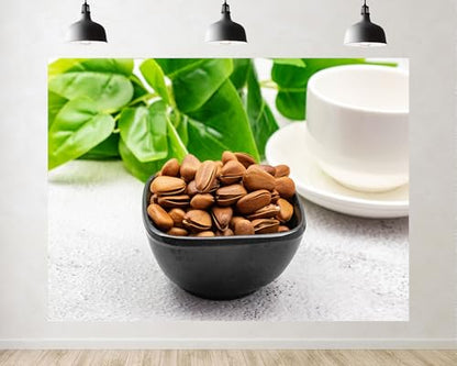 Trykid 5x3ft Brown Pine Nuts White Cup Backdrop Rustic Food Photography Background Coffee Shop Cozy Winter Themed Party Decoration Tapestry Photo Booth Prop Fabric Backdrop - size: 5x3ft