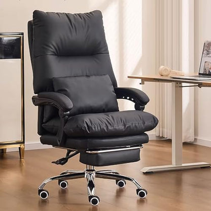 Big & Tall High Back Leather Gaming Chair Sturdy Metal Base Retractable Foo