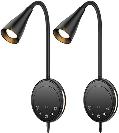 SANKEDOU LED Wall Mount Reading Light, Bedside Reading Lights, 5 Dimmable