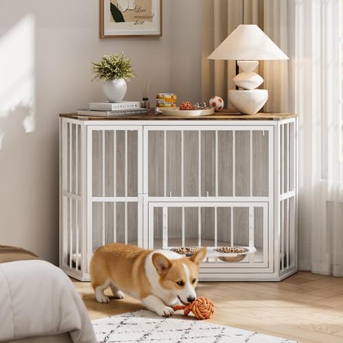 Corner Dog Cage Cabinet, Iron Frame, Pet Kennel Cabinet