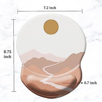 Ergonomic Wrist Support Mouse Pad - Comfortable Computer Mouse Pad with Non-Slip PU Base for Home Office Working Gaming (Mountain Sun)