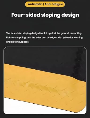 20mm Thick Anti-Fatigue Floor Mat, Static-Safe Cushioned Standing Pad with Beveled Edges for Workshops & Labs, Yellow-Gray, 200x100 cm - Comfort & Safety Upgrade,Yellow-Gray,200x100 cm